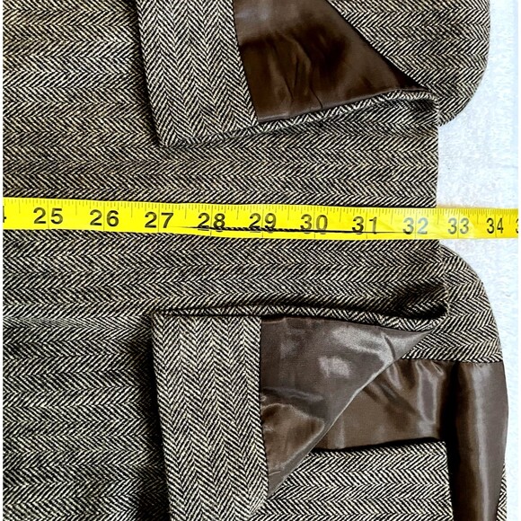 StudioSuits Wool Tweed Sport Coat Herringbone Brown Ticket Pocket 38 Academia - Picture 10 of 16